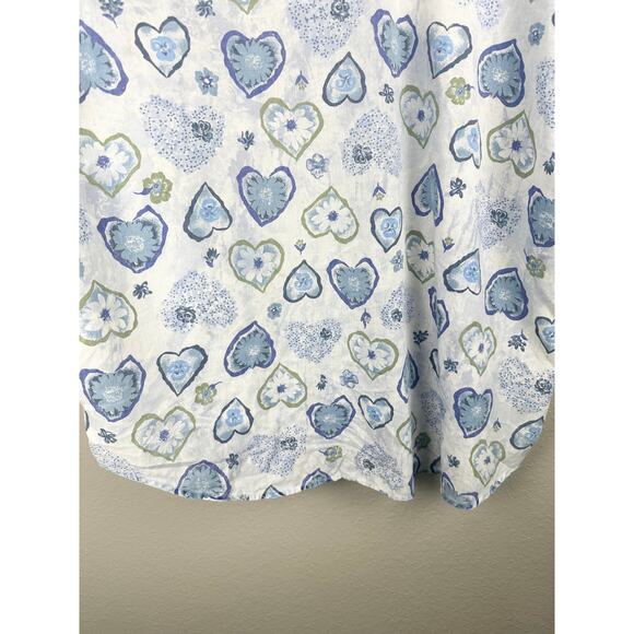 Vintage 80s 90s Heart Floral Novelty Print Button Front Plus Lightweight Top - Picture 10 of 14